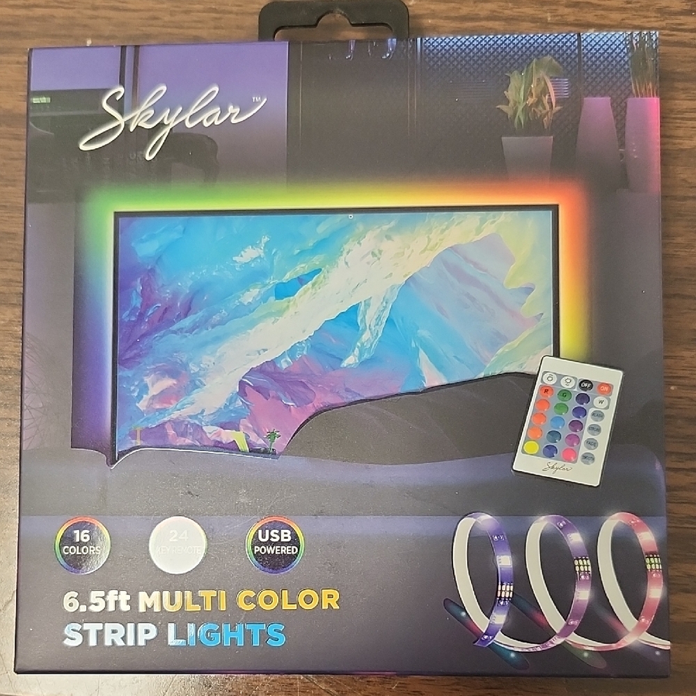 Skylar Multicolor Strip Lights 6.5" NWT W/Remote Control Bring New Life To Space
